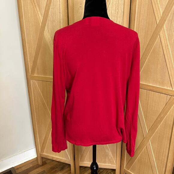 Red Long Sleeve with gold accent on front ties - Picture 3 of 12